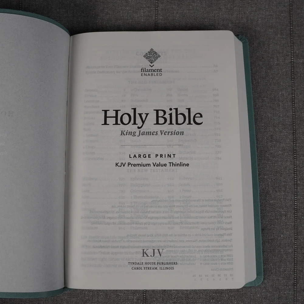 Soft Touch Bible KJV Large Print Premium Value Thinline Floral Embossed Teal